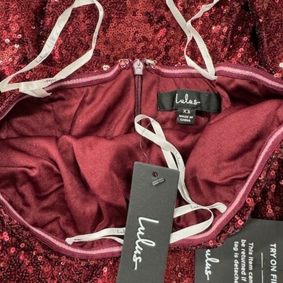 NWT Lulus On the Invitation Burgundy Sequin Strapless Mini Dress - Picture 6 of 8